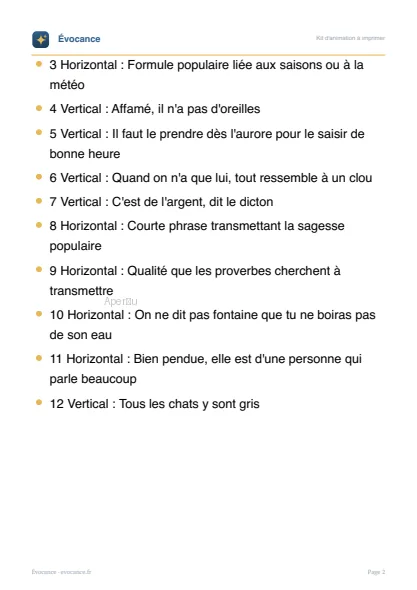 Aperçu supplémentaire du kit Proverbes et dictons