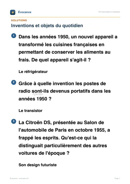 Aperçu des solutions du kit Inventions et objets du quotidien
