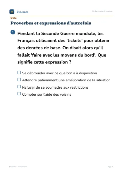 Aperçu supplémentaire du kit Proverbes et expressions d'autrefois